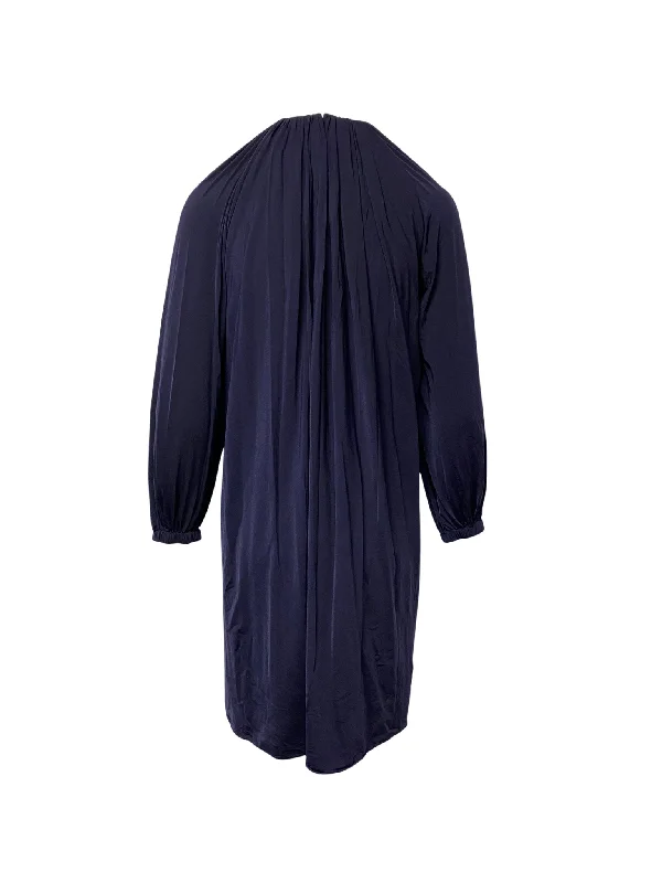 Women's Rounded-Neck DressesCalvin Klein Longsleeve Shift Dress in Navy Blue in Polyamide