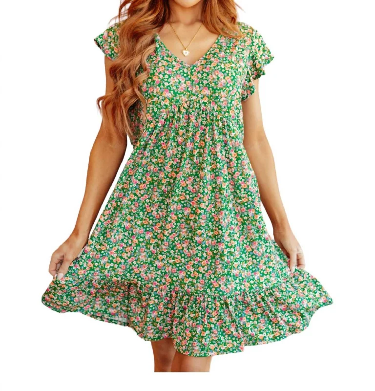 Women's Peter Pan Collar DressesCan't Fight The Feeling Floral Dress In Green