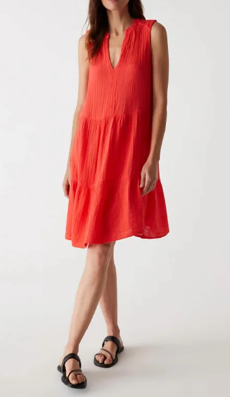 Women's Collarless DressesDaisy Above Knee Dress In Pomodoro