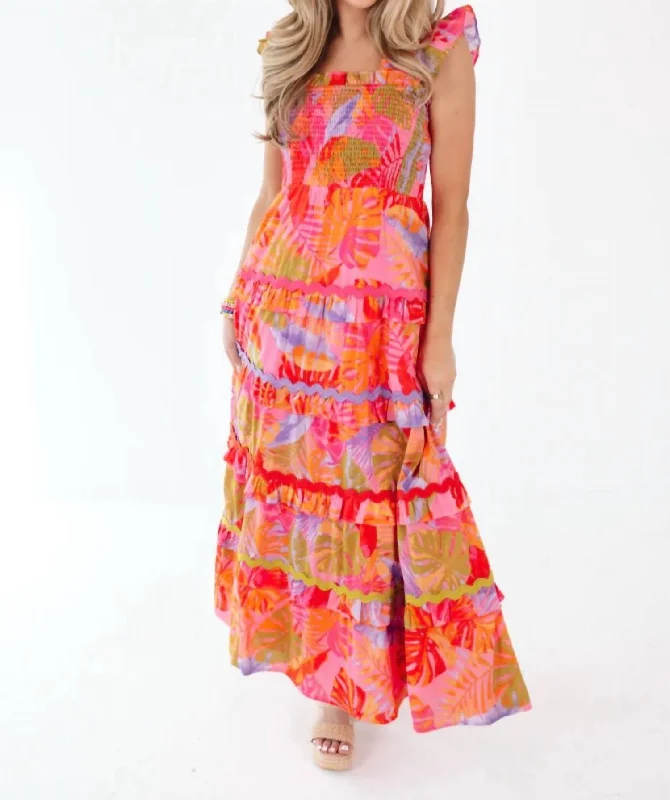 Women's Collarless DressesEden Tiered Ricrac Dress In Multi