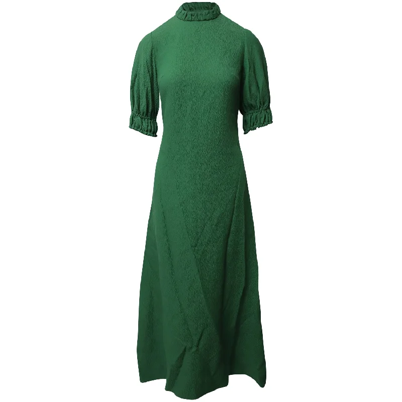 Women's Cap-Sleeve DressesEmilia Wickstead Mimi Cut-Out Cloqué Dress in Green Viscose