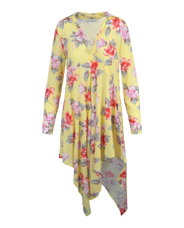 Women's Off-Shoulder DressesFloral Printed Asymmetric Hem Dress