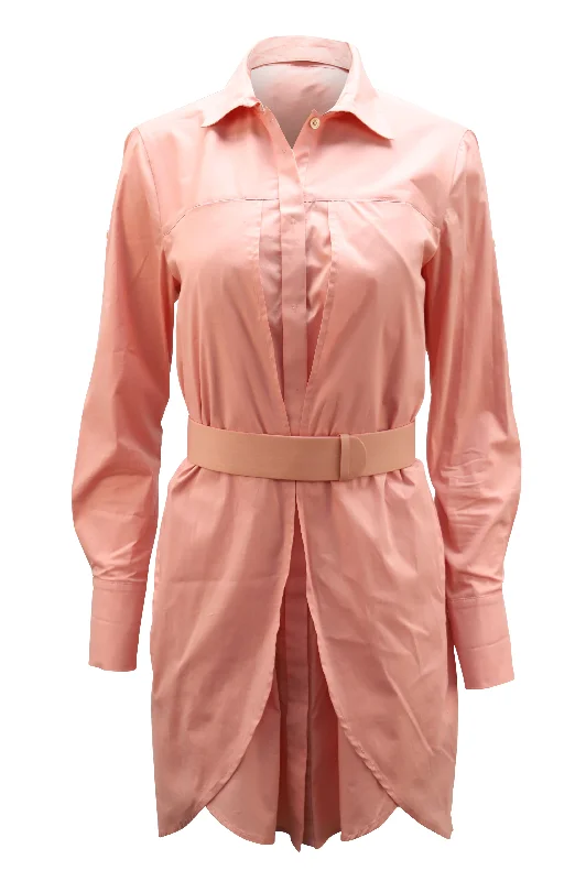 Women's Sweetheart Collar DressesHalston Heritage Belted Shirt Dress in Pink Cotton