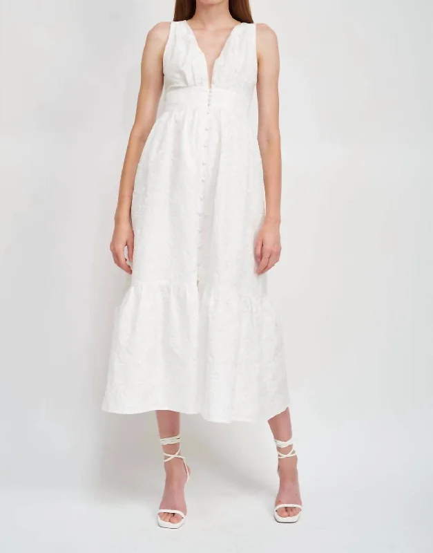 Women's Keyhole Collar DressesJacquard Dress In Off White