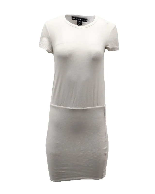 Women's Shift DressesJames Perse Fitted Dress in White Cotton Jersey