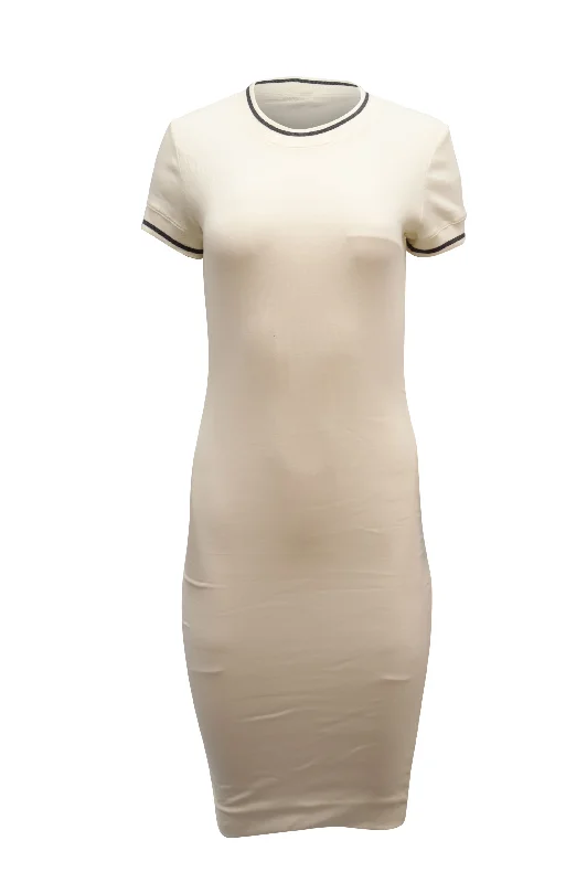 Women's Mini DressesJames Perse Shirred Rib Dress in White Cotton