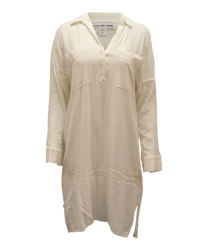 Women's Mandarin Collar DressesJames Perse Shirt Dress in Ivory Viscose