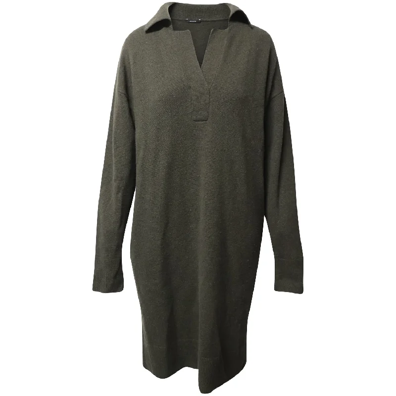 Women's Narrow-Neck DressesJoseph Oversized Knit Dress in Dark Green Wool