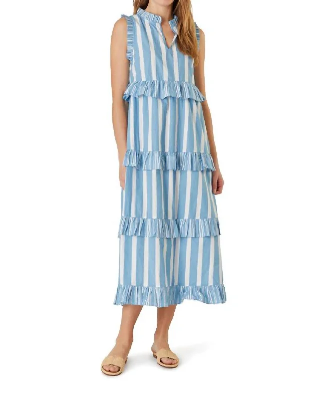 Women's Keyhole Collar DressesJulia Dress In Island Stripes