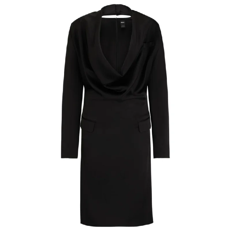 Women's Wide Collar DressesKnee-length cowl-neck dress