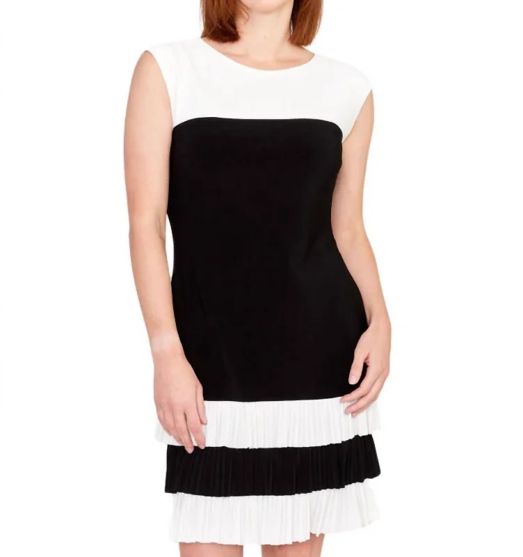 Women's Off-the-Shoulder DressesKnee-Length Shift Dress In Black/ivory