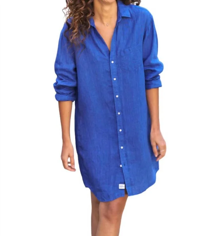 Women's V-Shaped Collar DressesMary Classic Shirtdress In Bright Blue