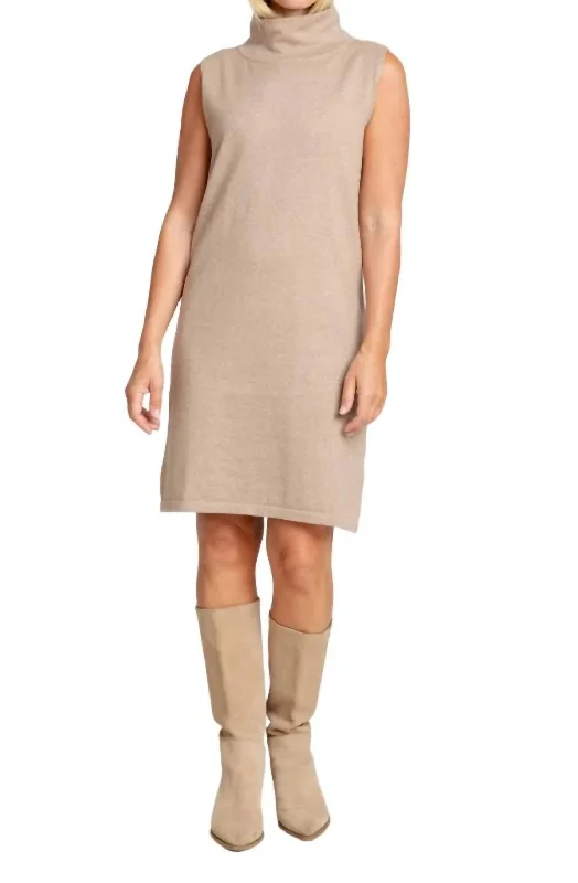 Women's Low Collar DressesParis Sleeveless Dress In Mocha