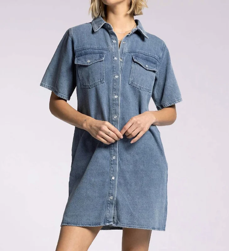 Women's V-Shaped-Neck DressesPhoenix Dress In Denim