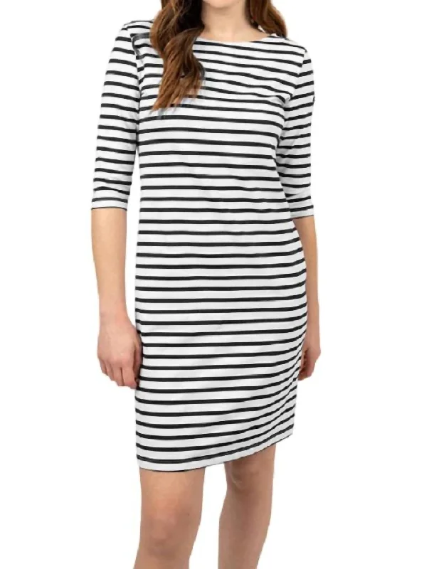 Women's Notched Collar DressesPropriano Dress In Black & White