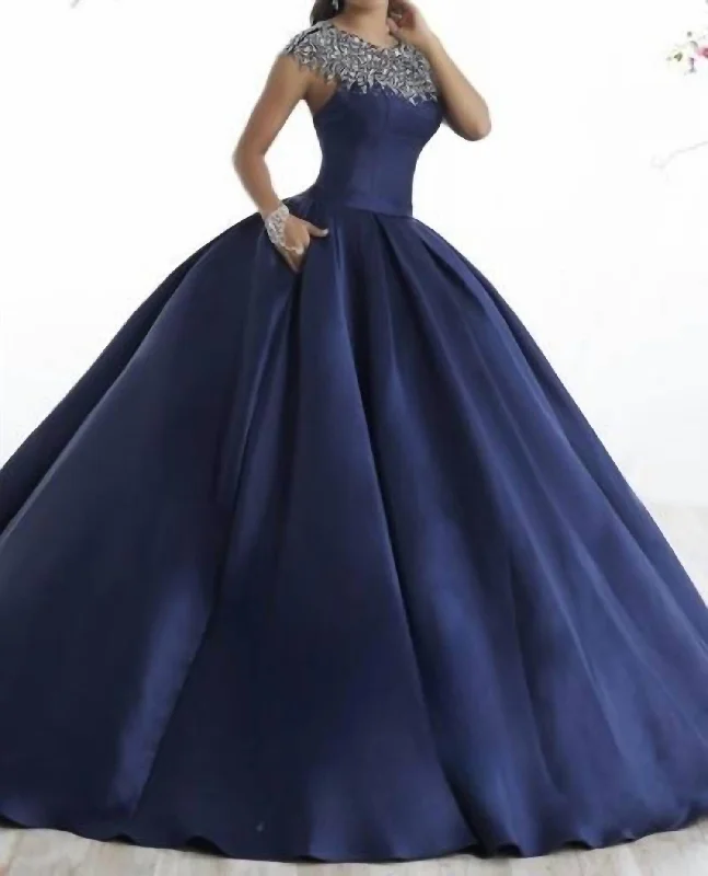 Women's Sweetheart-Neck DressesQuinceañera Dress In Navy