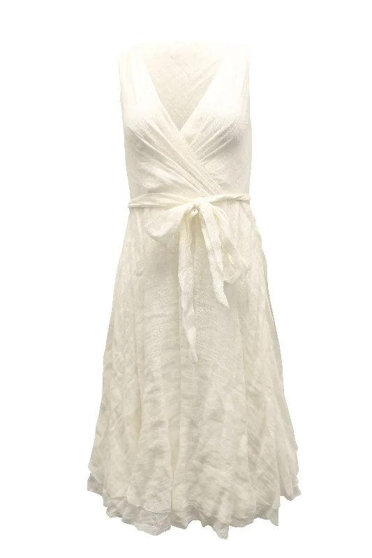 Women's Long-Sleeve DressesRalph Lauren Summer Dress with Tie Waist in White Linen