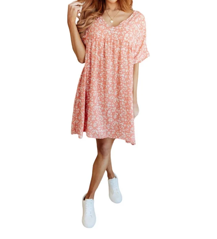 Women's Peter Pan Collar DressesRodeo Lights Dolman Sleeve Dress In Coral Floral