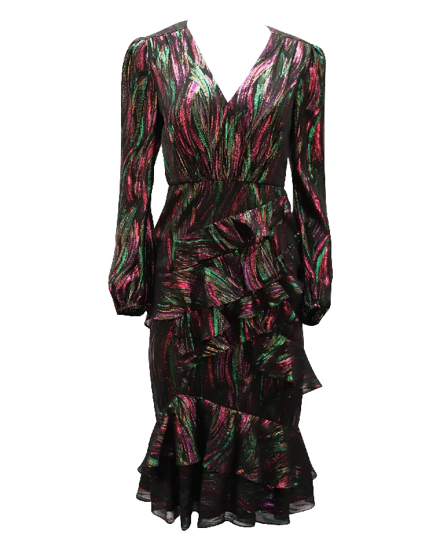 Women's Flared DressesSaloni Rainbow Ayla Dress in Multicolor Silk