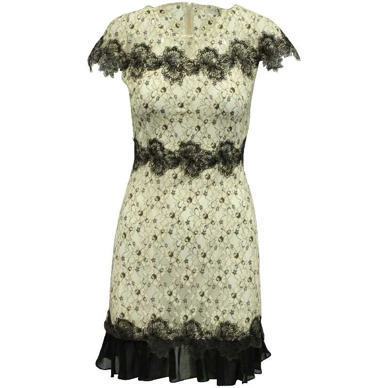 Women's Asymmetrical DressesSandro Paris Two-Tone Lace Dress in White and Black Polyester