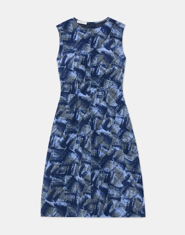 Women's Sleeveless DressesStamped Book Print Silk Crepe Dress