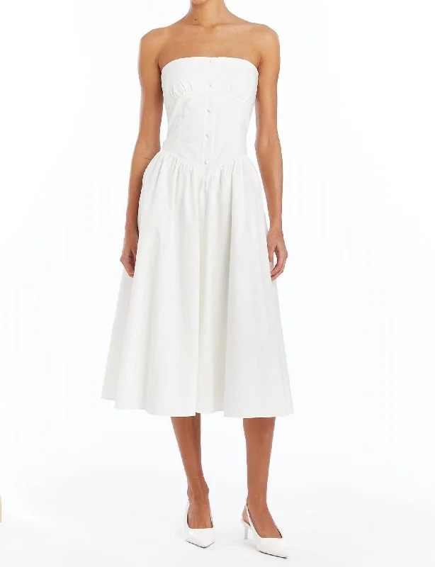 Women's V-Shaped Collar DressesStrapless Holland Dress In White