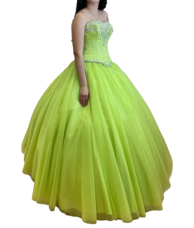 Women's U-Shaped Collar DressesStrapless Quinceañera Dress In Apple Green