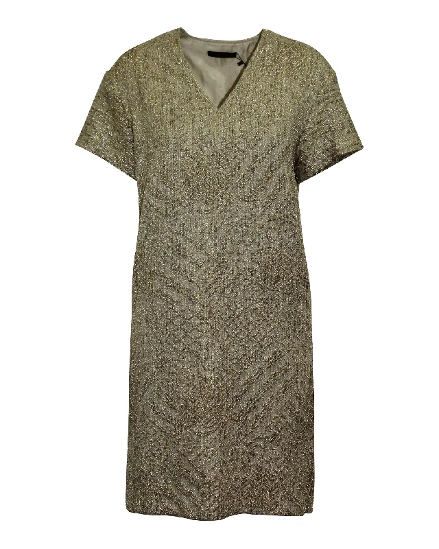 Women's Low-Neck DressesThe Row Glitter Embellished Short Dress in Metallic Gold Polyester