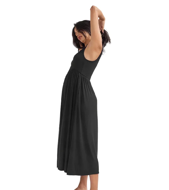 Women's Keyhole-Back DressesThe Softest Rib Nursing Tank Dress In Black