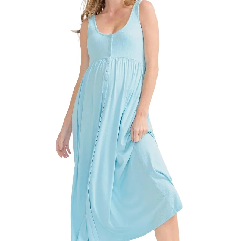 Women's Rounded Collar DressesThe Softest Rib Nursing Tank Dress In Wave