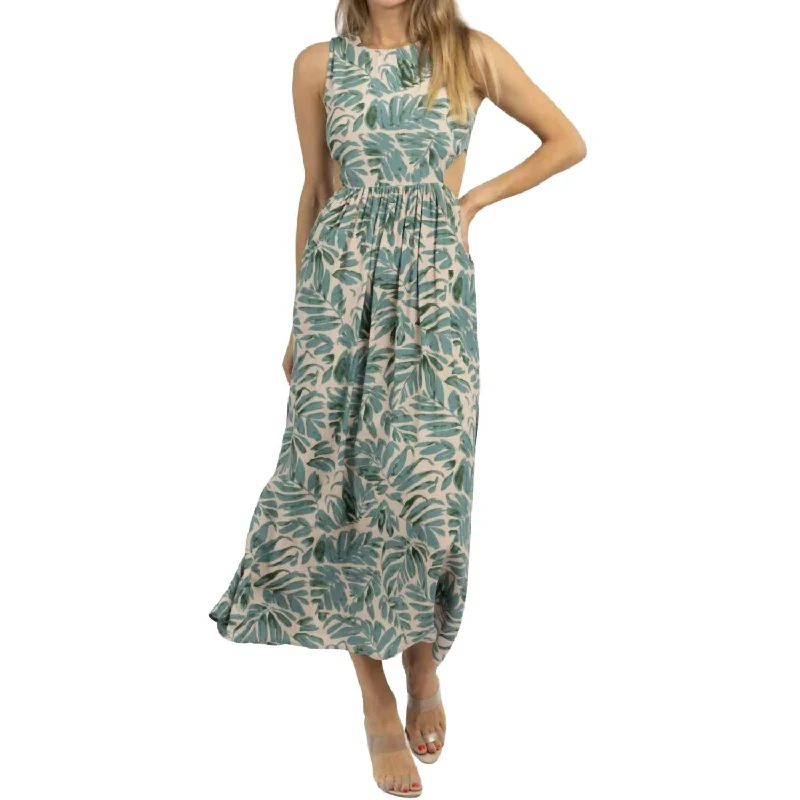 Women's Collarless DressesTropical Dress In Green