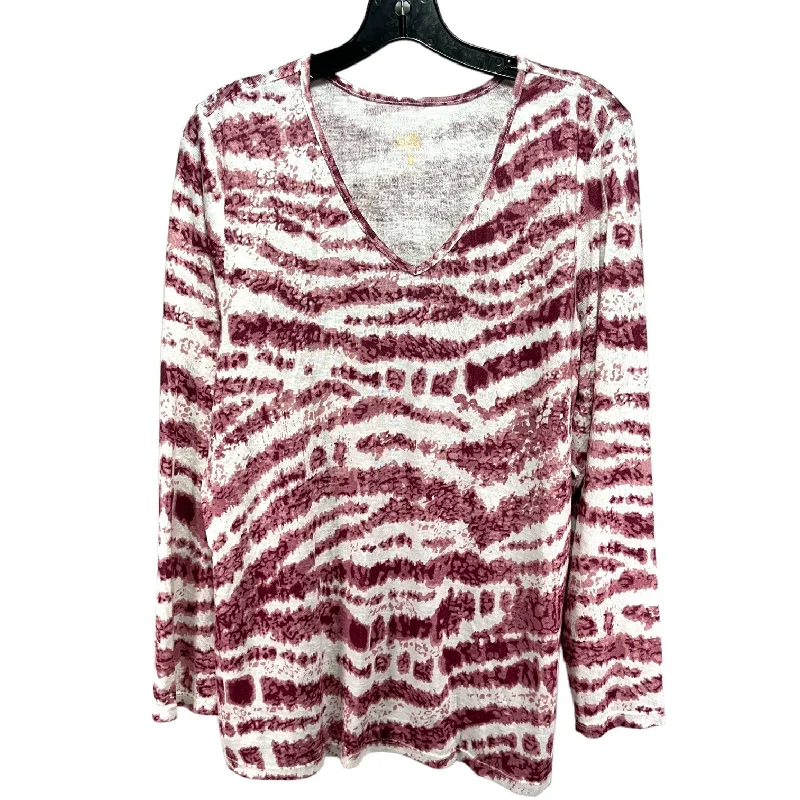 Women's Blouse with Narrow CollarBatik Stripe Sweater Slub Top By Belle by Kim Gravel  Size: L