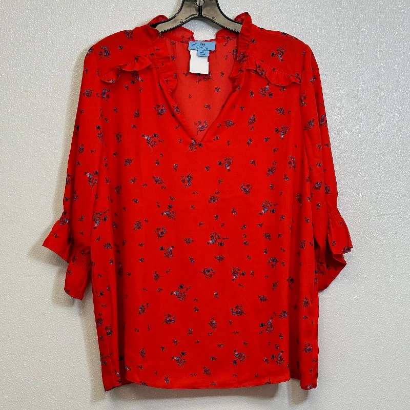 Women's Short-Sleeve BlouseTop 3/4 Sleeve By Cece  Size: Xl