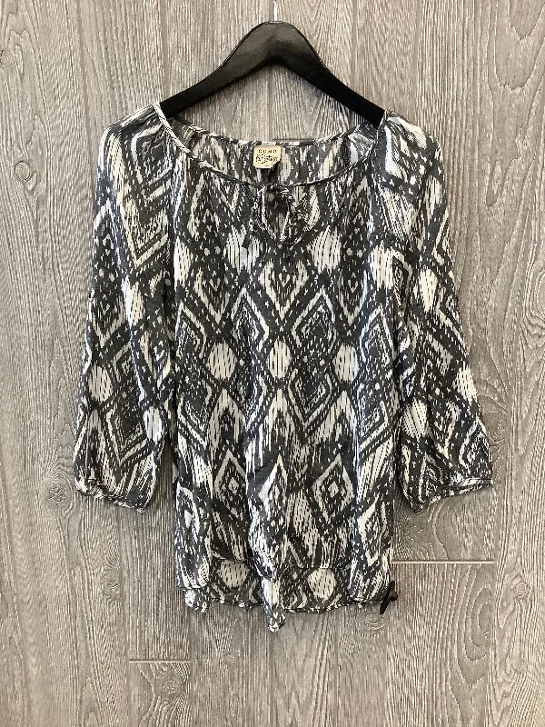 Women's Blouse with ShirringTop 3/4 Sleeve By Como Vintage  Size: L