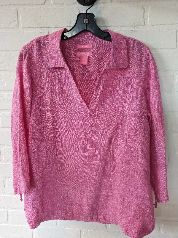 Women's Blouse with Notched CollarTop 3/4 Sleeve By Isaac Mizrahi  Size: S