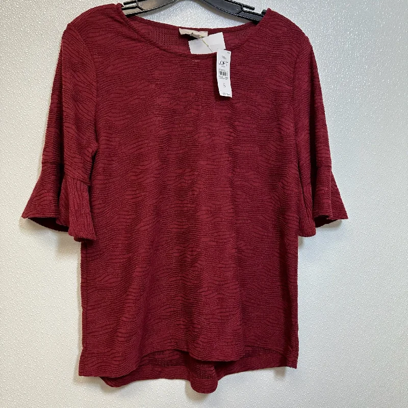 Women's Blouse with Boat CollarTop 3/4 Sleeve By Loft O  Size: S