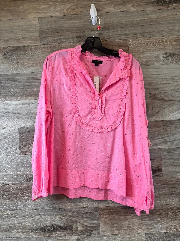 Women's Blouse with Shirt CollarTop Long Sleeve Basic By J. Crew  Size: Xl