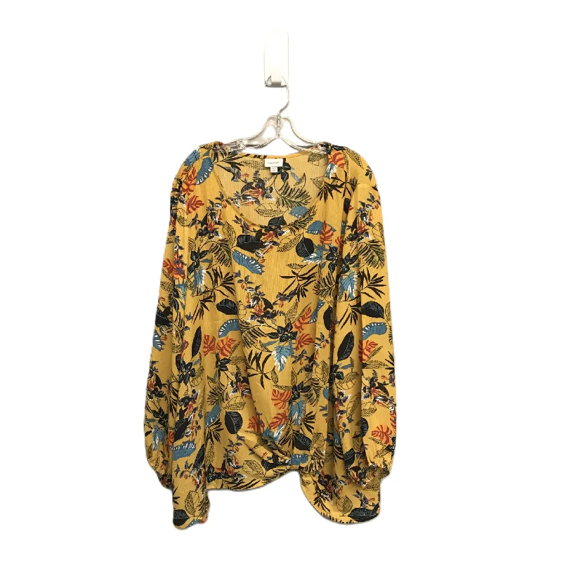 Women's Blouse with Square CollarTop Long Sleeve By Avenue  Size: 4x