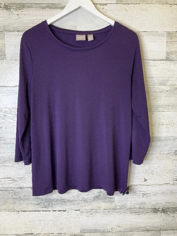 Women's Blouse with Low CollarTop Long Sleeve By Chicos  Size: L