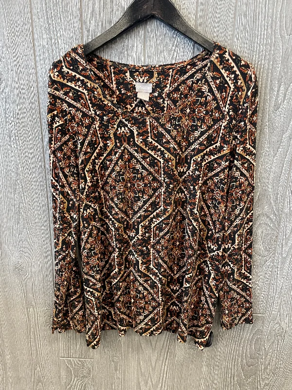 Women's Blouse with Narrow CollarTop Long Sleeve By Chicos  Size: Xl