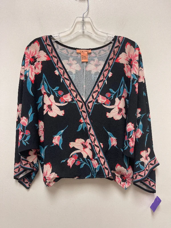 Women's Blouse with Mandarin CollarTop Long Sleeve By Flying Tomato  Size: L