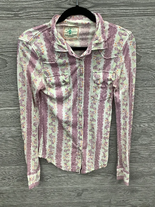 Women's Blouse with Lapel CollarTop Long Sleeve By Free People  Size: M