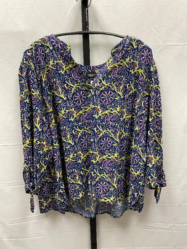 Women's Blouse with Rounded CollarTop Long Sleeve By Jones And Co  Size: 3x