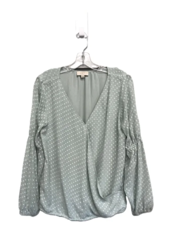 Women's Blouse with High CollarTop Long Sleeve By Loft  Size: S