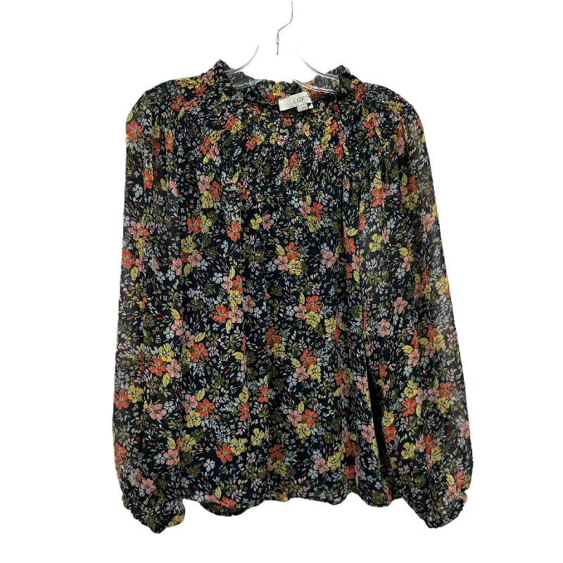 Women's Blouse with Narrow CollarTop Long Sleeve By Loft  Size: S