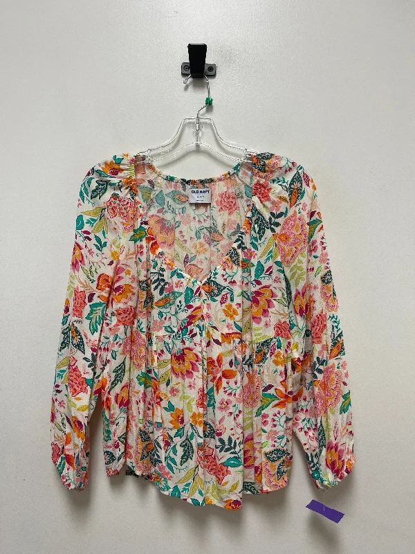 Women's Blouse with V-Shaped CollarTop Long Sleeve By Old Navy  Size: Petite  M