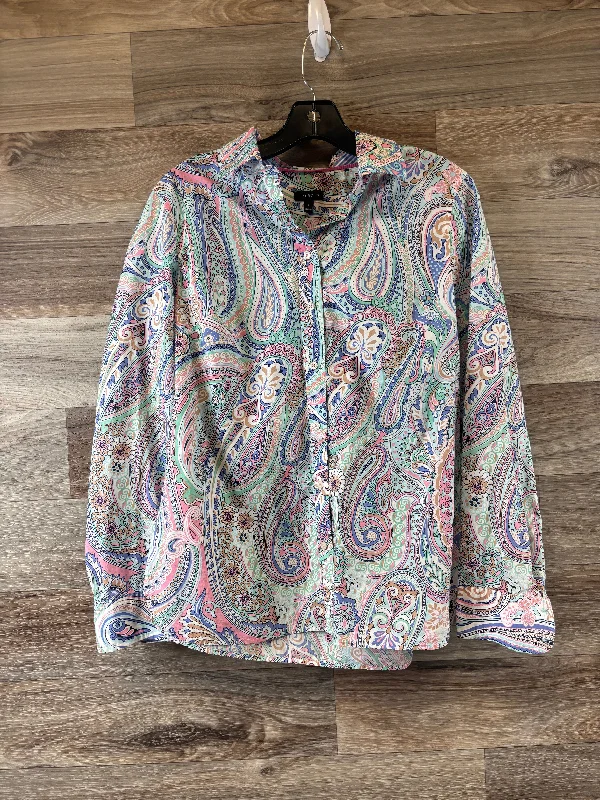 Women's Patterned BlouseTop Long Sleeve By Talbots  Size: S