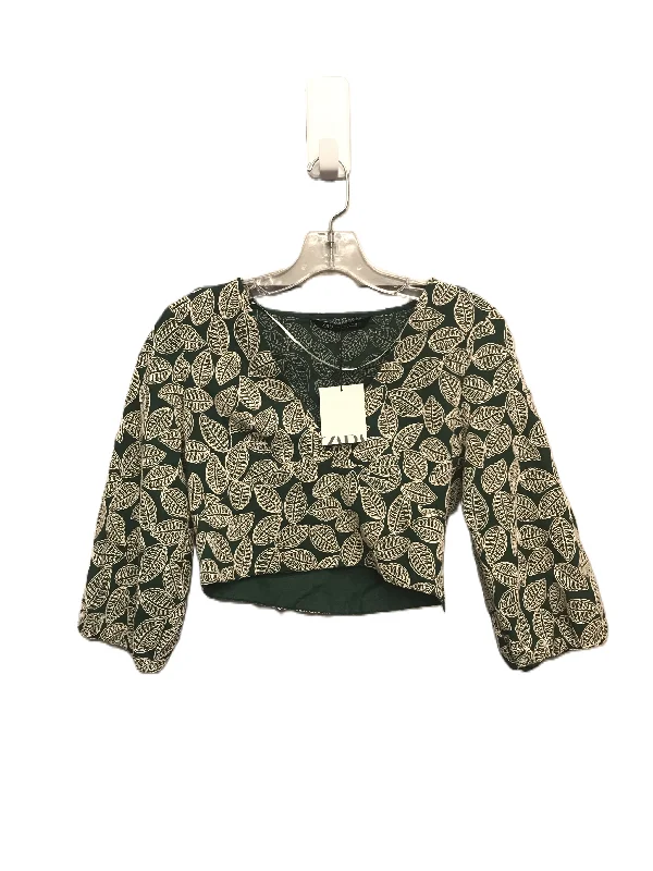 Women's Blouse with Notched CollarTop Long Sleeve By Zara  Size: S